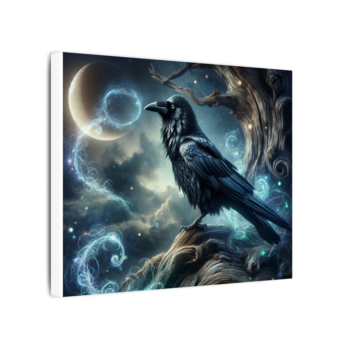 Mystical Raven Canvas Art Print, Boho Wall Decor, Home Aesthetic, Witchy Gift, Unique Art for Nature Lovers, Beautiful wall art