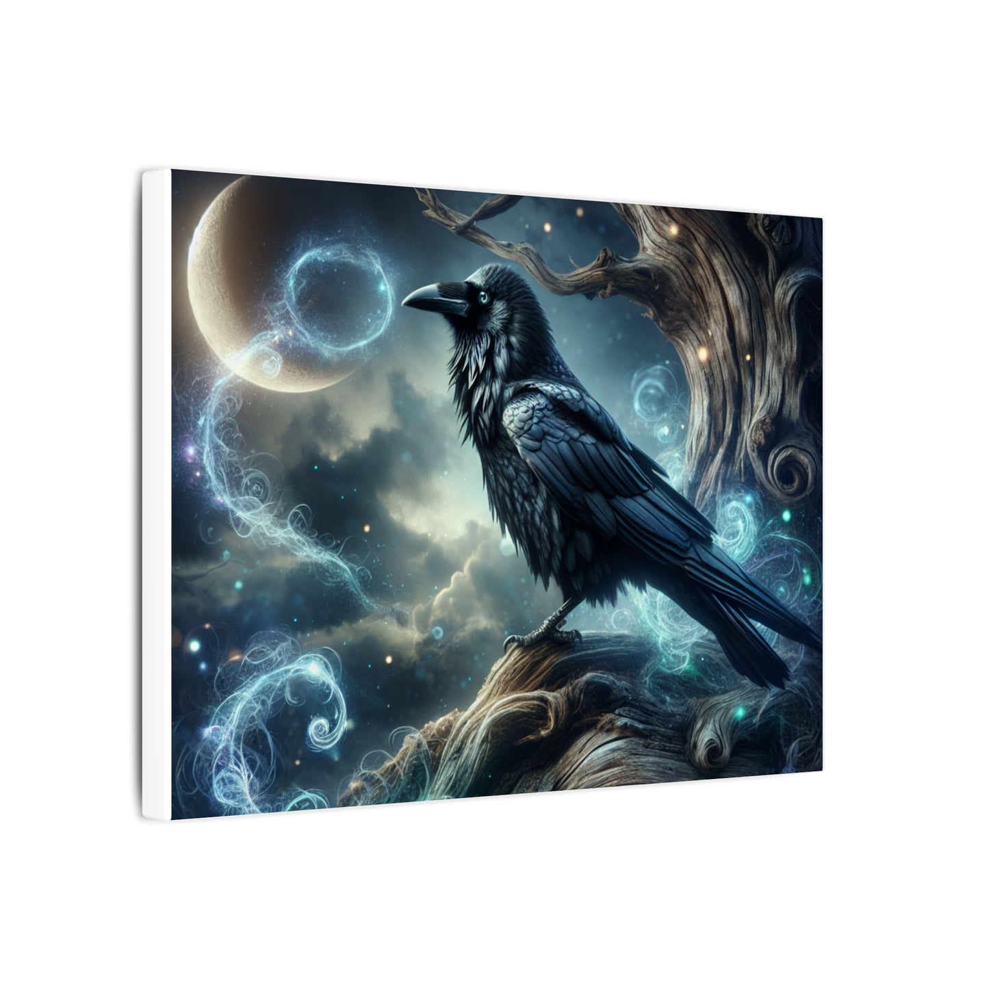 Mystical Raven Canvas Art Print, Boho Wall Decor, Home Aesthetic, Witchy Gift, Unique Art for Nature Lovers, Beautiful wall art