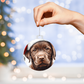 Chocolate Labrador retriever puppy ready for Santa, cuteness overload, Keepsake Ornament gift