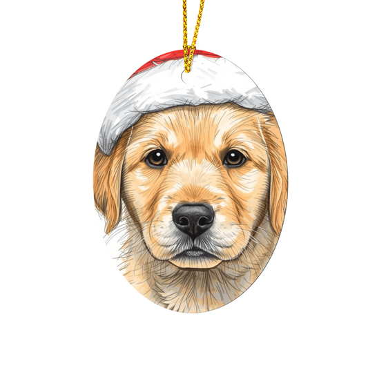 Christmas Ornament Yellow Labrador Retriever Puppy, Ready for Santa,
