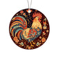 Christmas Chicken, Love of Roosters, Acrylic Circle Ornament,